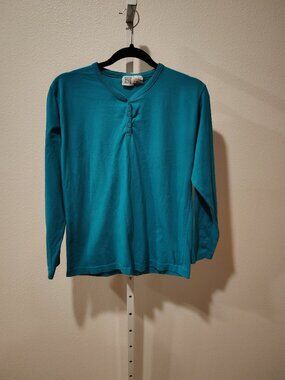 North West Blue Company Women's Long Sleeve Henley Top Size Small Crewneck Teal